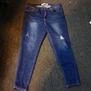 Haute Curve Womens Med Wash Distressed Skinny Jeans Size 16